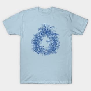 Cottagecore Aesthetic Blue Floral Wreath T-Shirt